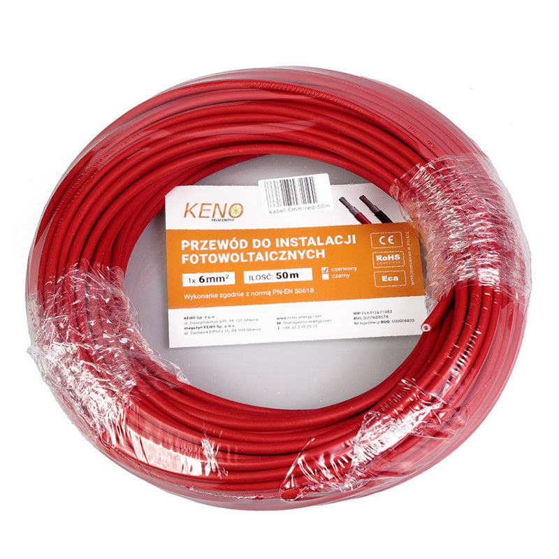 KENO Przewod 6mm2 PV-Kabel 50m Rot