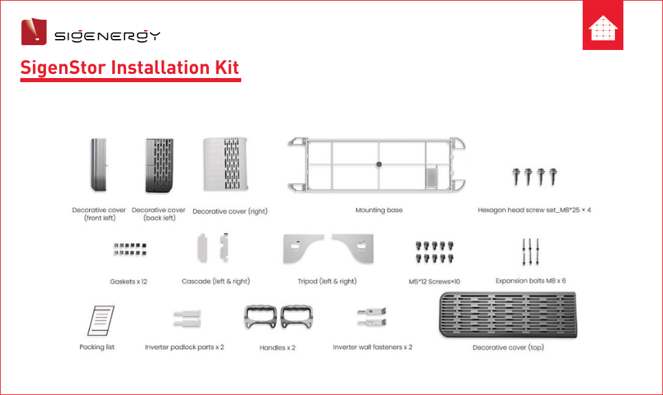 Sigenergy SigenStor Kit 200kg Bodenmontage Zubehoer Set